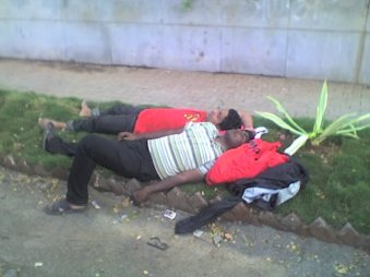 Sleeping on the pavement